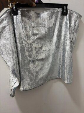 Future Collective 2X Silver Sequin Mini Skirt